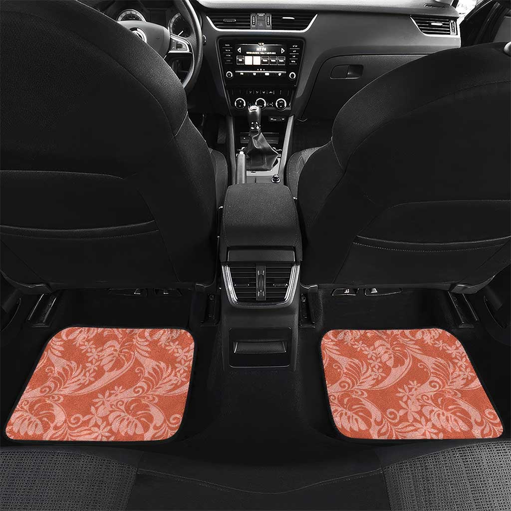 Tahiti Puatou Tiare Floral Car Mats Monstera Palm Tropical Leaves - Polynesian Pride