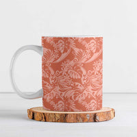 Tahiti Puatou Tiare Floral Ceramic Mug Monstera Palm Tropical Leaves LT01 Orange - Polynesian Pride