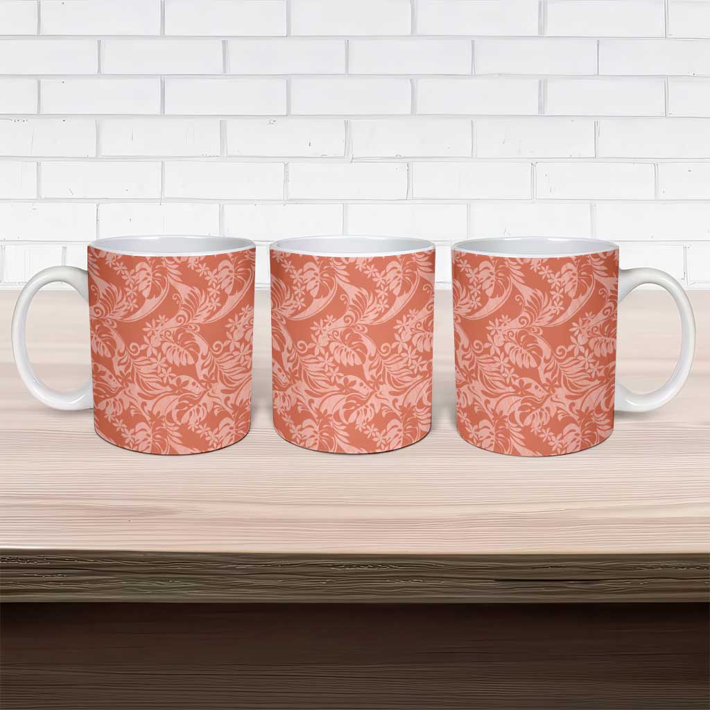 Tahiti Puatou Tiare Floral Ceramic Mug Monstera Palm Tropical Leaves LT01 - Polynesian Pride