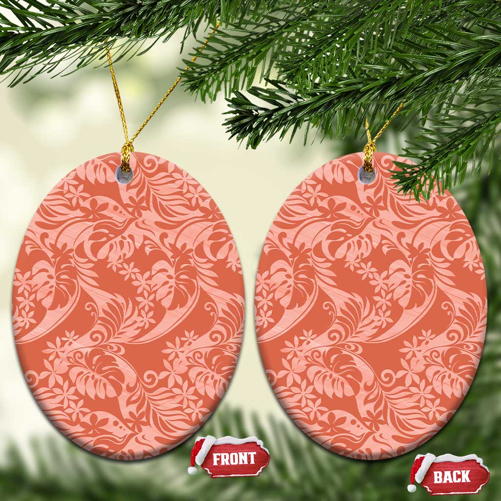 Tahiti Puatou Tiare Floral Ceramic Ornament Monstera Palm Tropical Leaves - Polynesian Pride