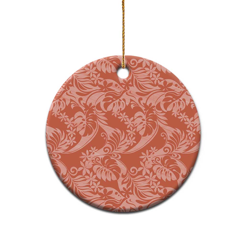 Tahiti Puatou Tiare Floral Ceramic Ornament Monstera Palm Tropical Leaves - Polynesian Pride