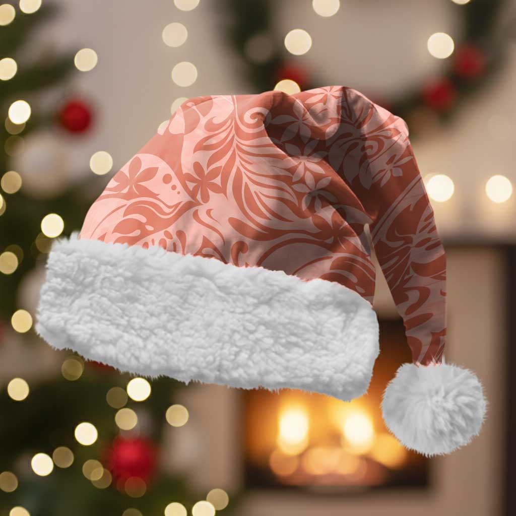Tahiti Puatou Tiare Floral Christmas Santa Hat Monstera Palm Tropical Leaves - Polynesian Pride