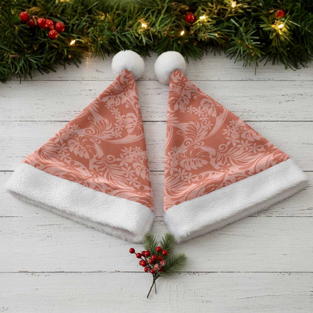 Tahiti Puatou Tiare Floral Christmas Santa Hat Monstera Palm Tropical Leaves - Polynesian Pride