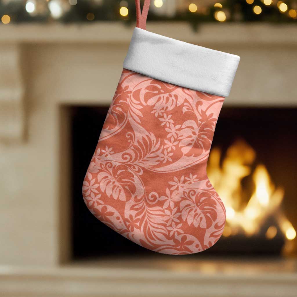 Tahiti Puatou Tiare Floral Christmas Stocking Monstera Palm Tropical Leaves - Polynesian Pride