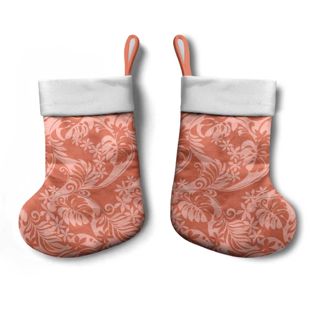 Tahiti Puatou Tiare Floral Christmas Stocking Monstera Palm Tropical Leaves - Polynesian Pride