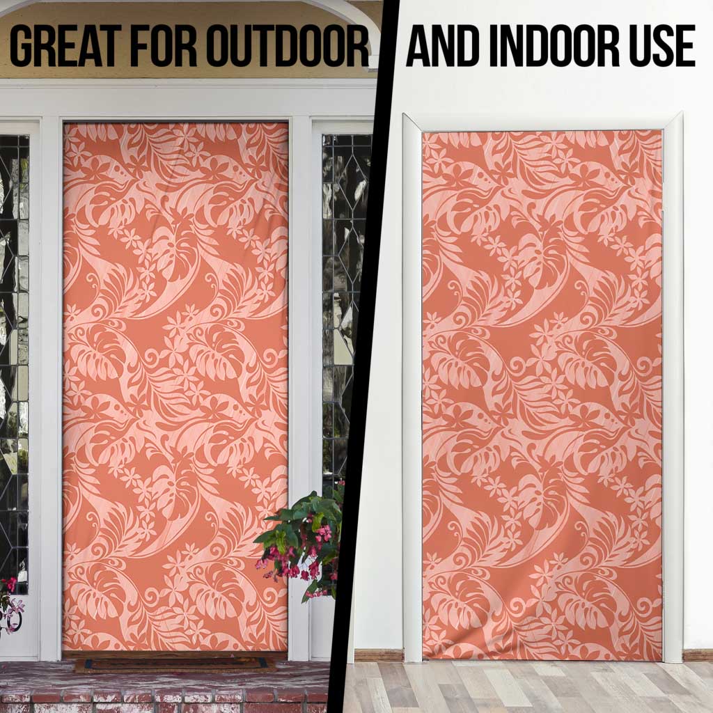 Tahiti Puatou Tiare Floral Door Cover Monstera Palm Tropical Leaves - Polynesian Pride