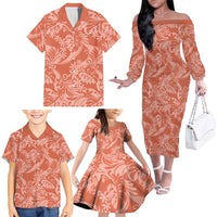 Tahiti Puatou Tiare Floral Family Matching Off The Shoulder Long Sleeve Dress and Hawaiian Shirt Monstera Palm Tropical Leaves LT01 - Polynesian Pride