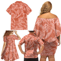 Tahiti Puatou Tiare Floral Family Matching Off Shoulder Short Dress and Hawaiian Shirt Monstera Palm Tropical Leaves LT01 - Polynesian Pride
