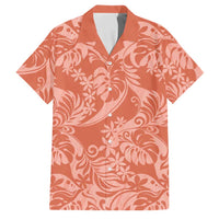 Tahiti Puatou Tiare Floral Family Matching Tank Maxi Dress and Hawaiian Shirt Monstera Palm Tropical Leaves LT01 Dad's Shirt - Short Sleeve Orange - Polynesian Pride