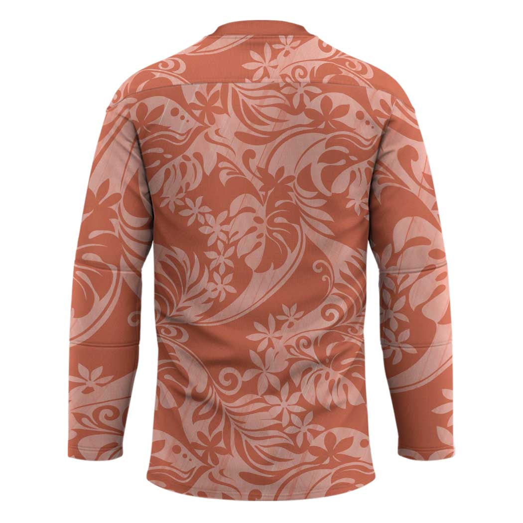 Tahiti Puatou Tiare Floral Hockey Jersey Monstera Palm Tropical Leaves - Polynesian Pride