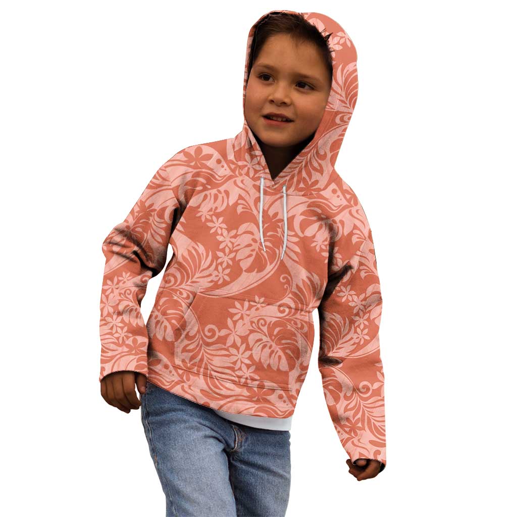 Tahiti Puatou Tiare Floral Kid Hoodie Monstera Palm Tropical Leaves - Polynesian Pride