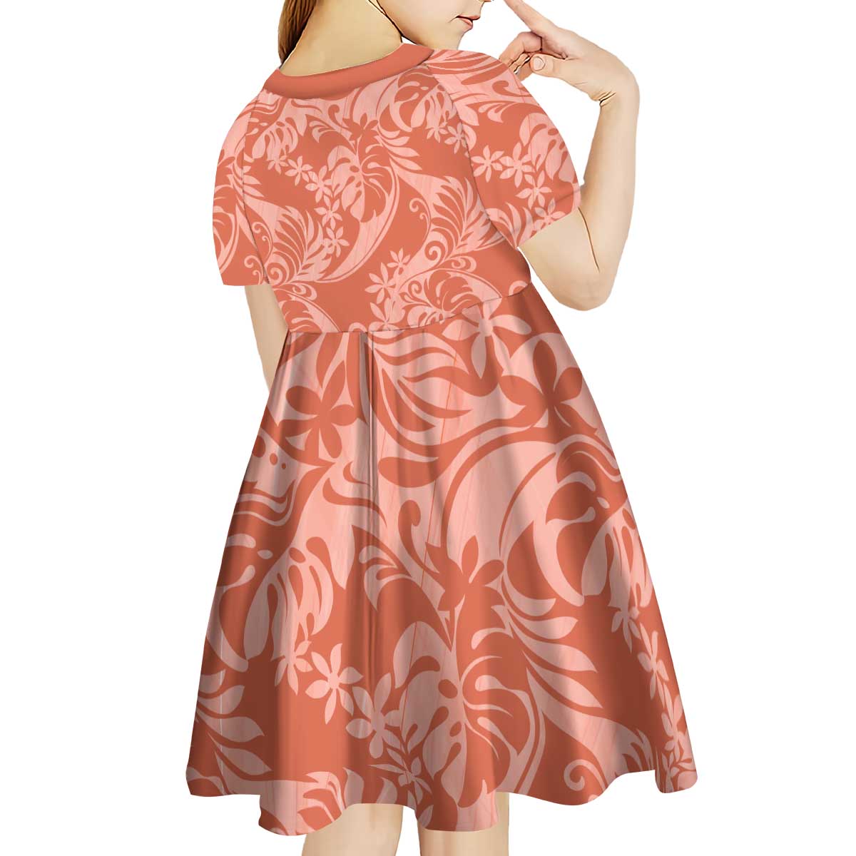 Tahiti Puatou Tiare Floral Kid Short Sleeve Dress Monstera Palm Tropical Leaves - Polynesian Pride