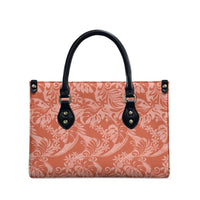 Tahiti Puatou Tiare Floral Leather Bag Monstera Palm Tropical Leaves - Polynesian Pride