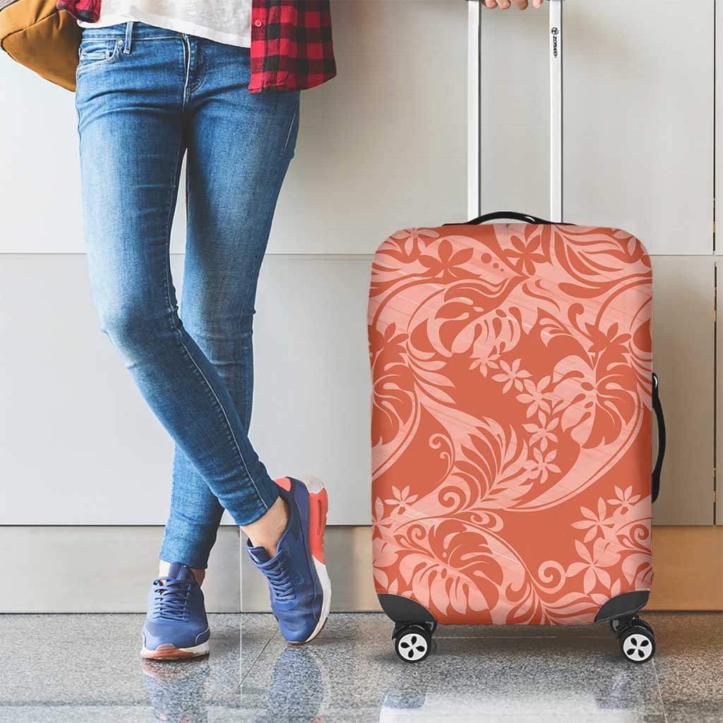 Tahiti Puatou Tiare Floral Luggage Cover Monstera Palm Tropical Leaves - Polynesian Pride