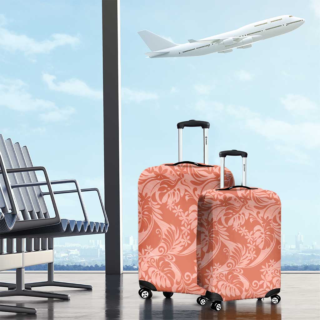 Tahiti Puatou Tiare Floral Luggage Cover Monstera Palm Tropical Leaves - Polynesian Pride