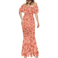 Tahiti Puatou Tiare Floral Mermaid Dress Monstera Palm Tropical Leaves - Polynesian Pride