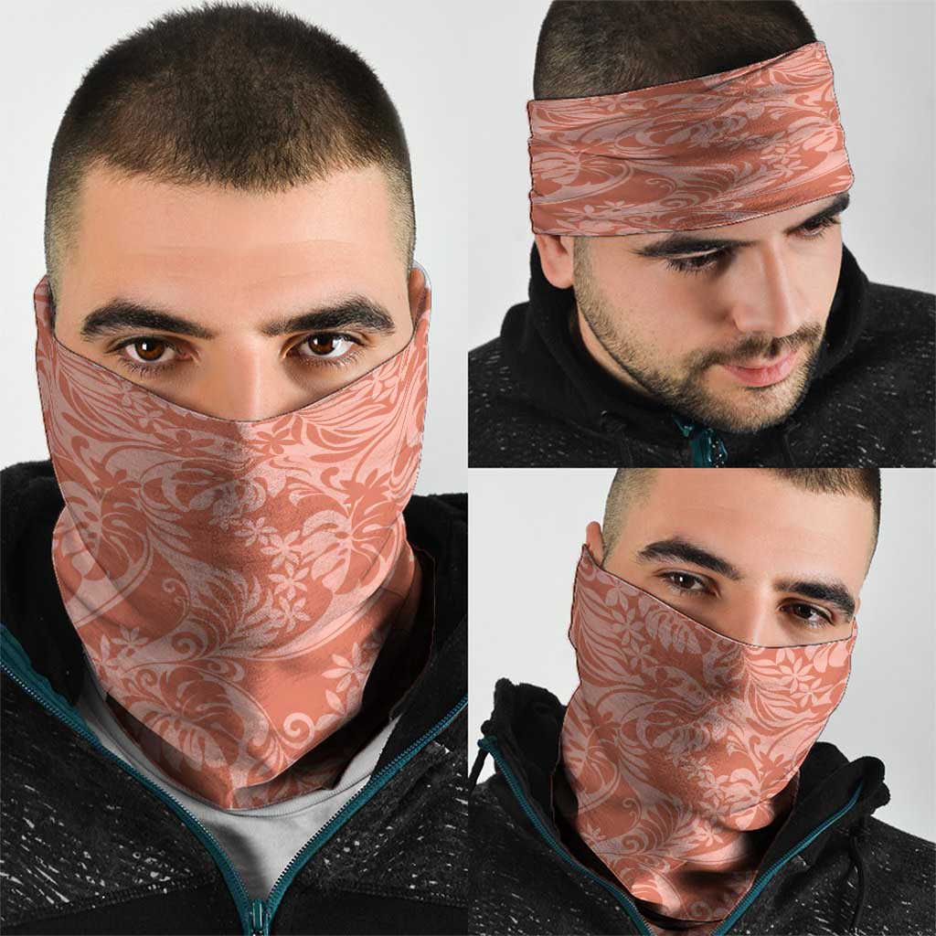 Tahiti Puatou Tiare Floral Neck Gaiter Monstera Palm Tropical Leaves - Polynesian Pride
