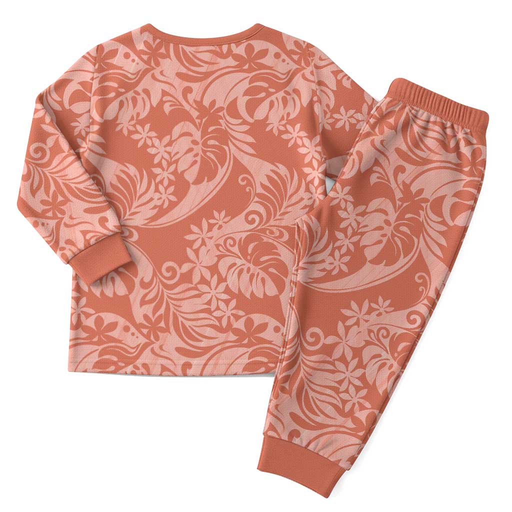 Tahiti Puatou Tiare Floral Christmas Pajama Set Monstera Palm Tropical Leaves - Polynesian Pride