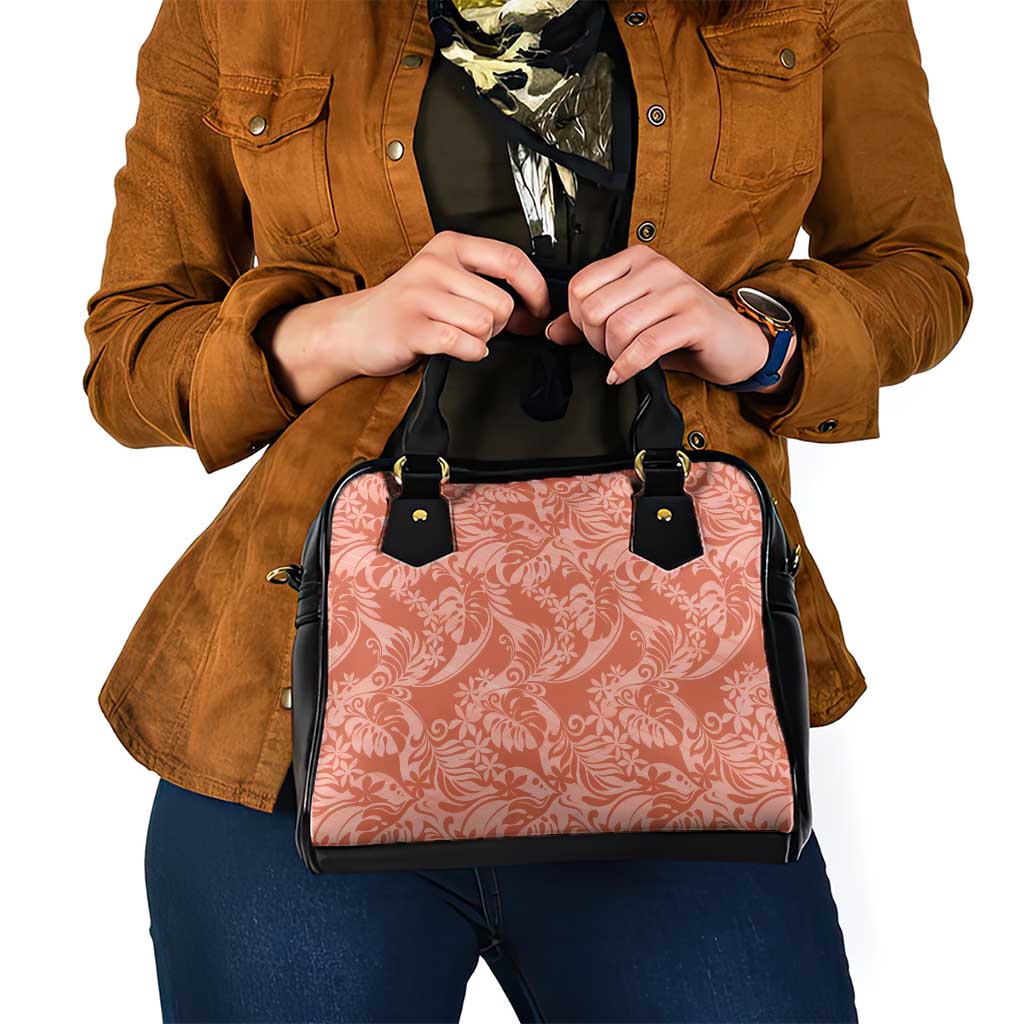 Tahiti Puatou Tiare Floral Shoulder Handbag Monstera Palm Tropical Leaves - Polynesian Pride