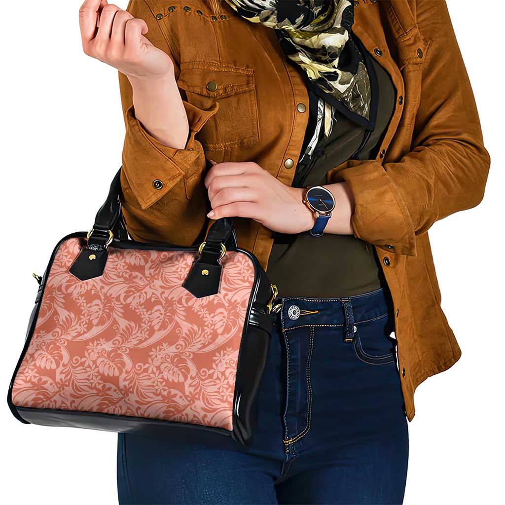 Tahiti Puatou Tiare Floral Shoulder Handbag Monstera Palm Tropical Leaves - Polynesian Pride