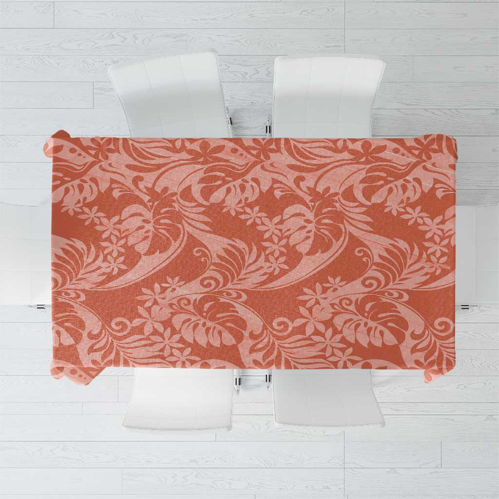 Tahiti Puatou Tiare Floral Tablecloth Monstera Palm Tropical Leaves - Polynesian Pride