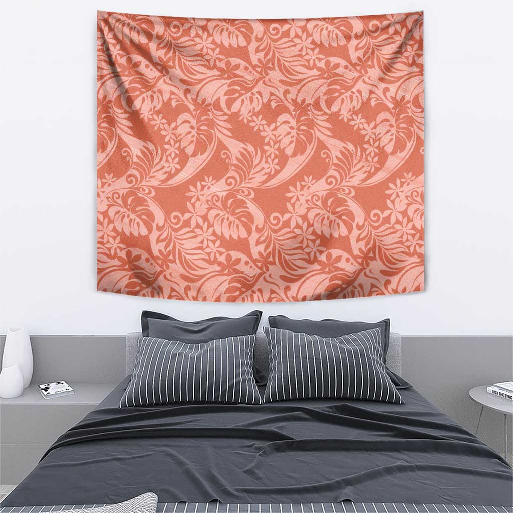 Tahiti Puatou Tiare Floral Tapestry Monstera Palm Tropical Leaves - Polynesian Pride
