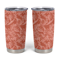 Tahiti Puatou Tiare Floral Tumbler Cup Monstera Palm Tropical Leaves LT01 Orange - Polynesian Pride