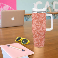 Tahiti Puatou Tiare Floral Tumbler With Handle Monstera Palm Tropical Leaves LT01 - Polynesian Pride