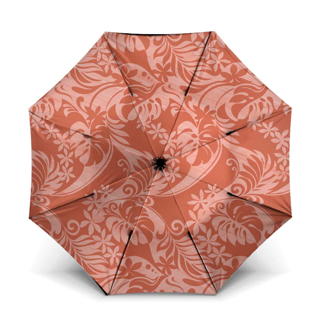 Tahiti Puatou Tiare Floral Umbrella Monstera Palm Tropical Leaves - Polynesian Pride