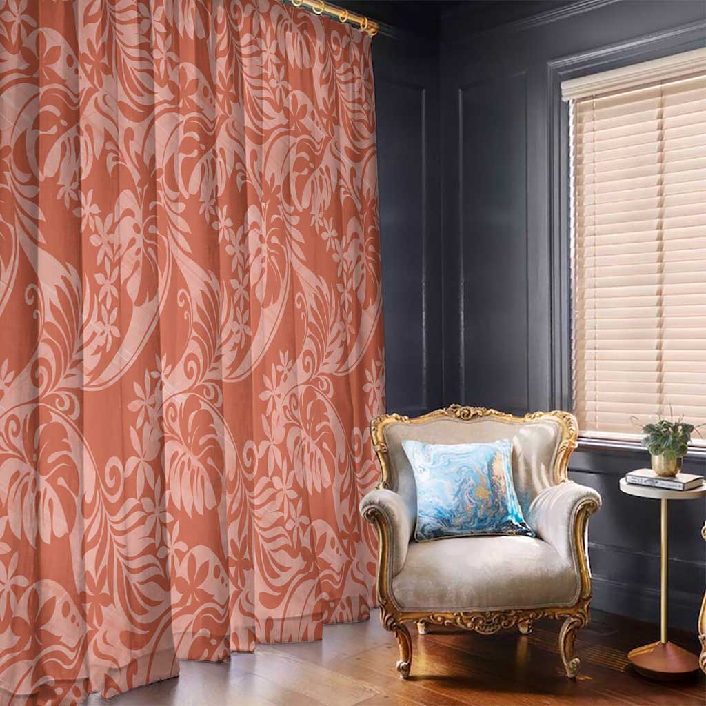 Tahiti Puatou Tiare Floral Window Curtain Monstera Palm Tropical Leaves - Polynesian Pride