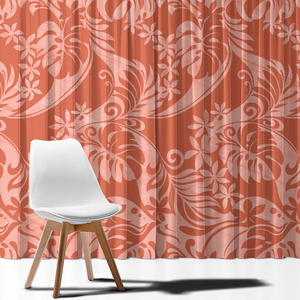 Tahiti Puatou Tiare Floral Window Curtain Monstera Palm Tropical Leaves - Polynesian Pride