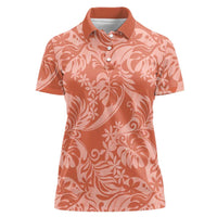 Tahiti Puatou Tiare Floral Women Polo Shirt Monstera Palm Tropical Leaves LT01 Female Orange - Polynesian Pride