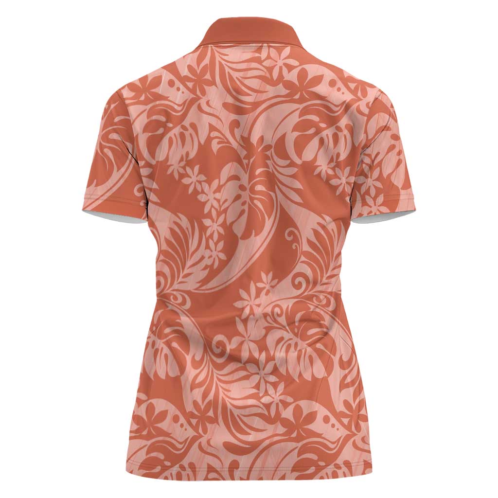 Tahiti Puatou Tiare Floral Women Polo Shirt Monstera Palm Tropical Leaves LT01 - Polynesian Pride
