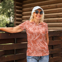 Tahiti Puatou Tiare Floral Women Polo Shirt Monstera Palm Tropical Leaves LT01 - Polynesian Pride