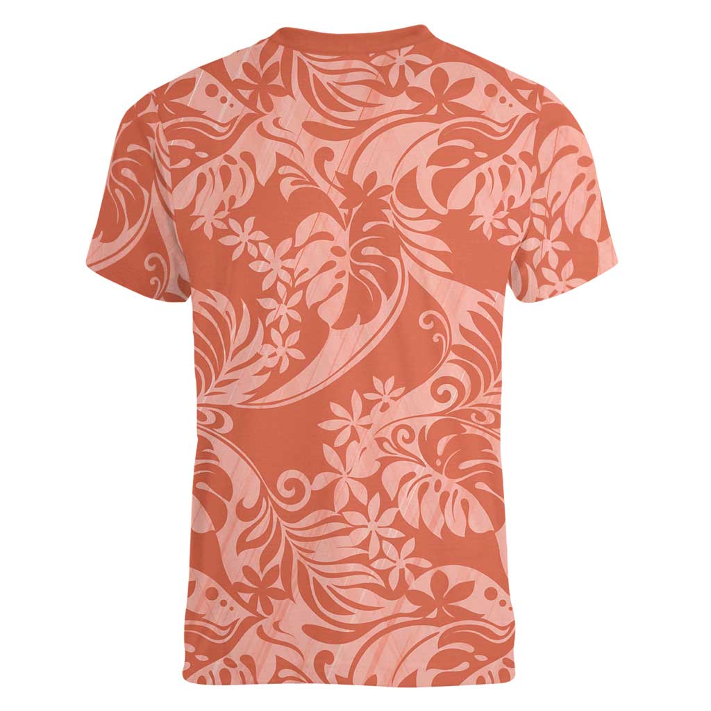 Tahiti Puatou Tiare Floral Women V-Neck T-Shirt Monstera Palm Tropical Leaves LT01 - Polynesian Pride
