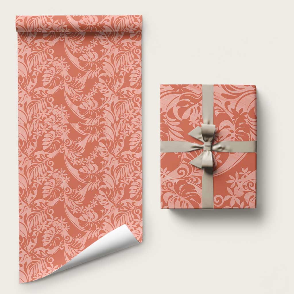 Tahiti Puatou Tiare Floral Wrapping Paper Monstera Palm Tropical Leaves - Polynesian Pride