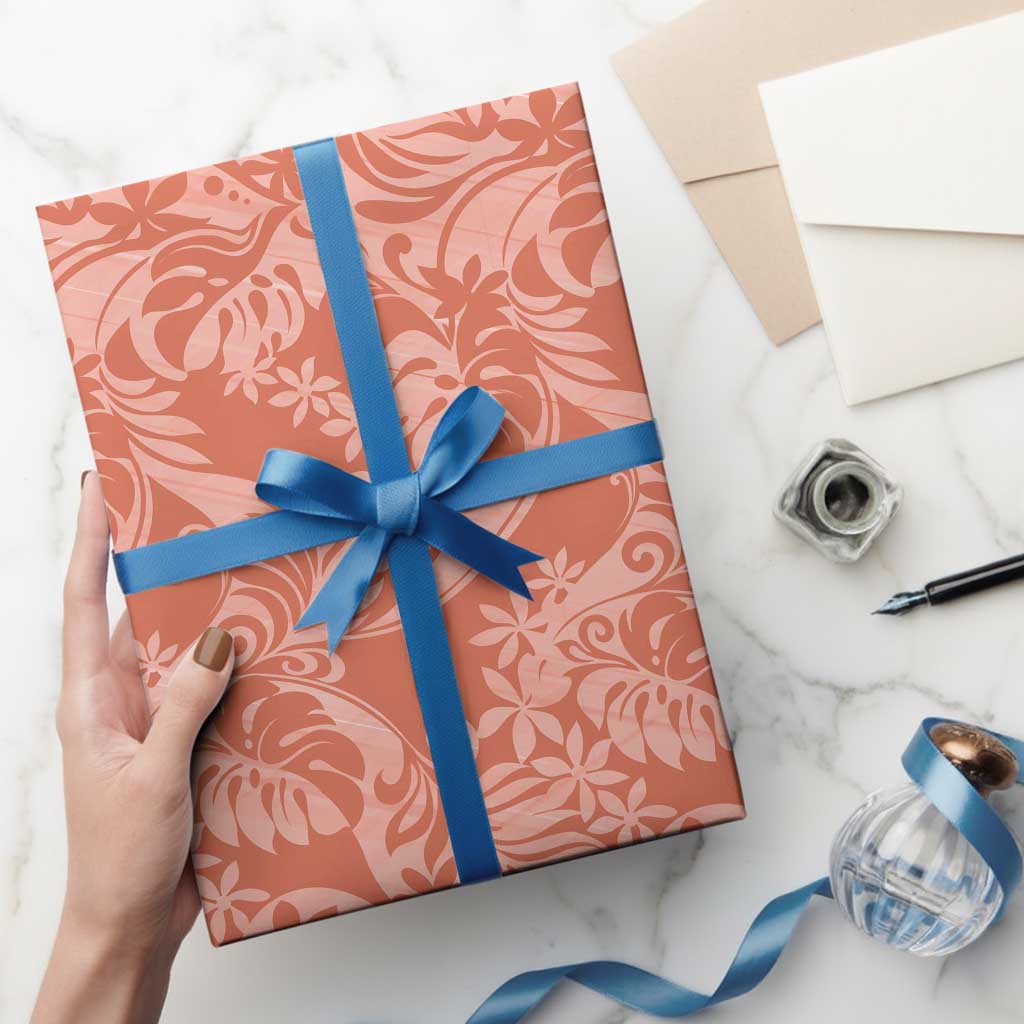 Tahiti Puatou Tiare Floral Wrapping Paper Monstera Palm Tropical Leaves - Polynesian Pride