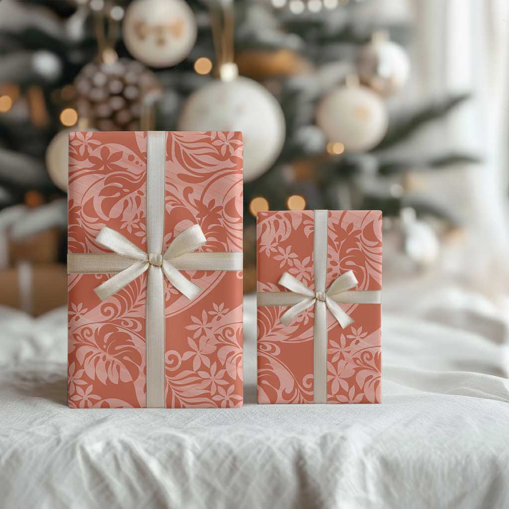 Tahiti Puatou Tiare Floral Wrapping Paper Monstera Palm Tropical Leaves - Polynesian Pride