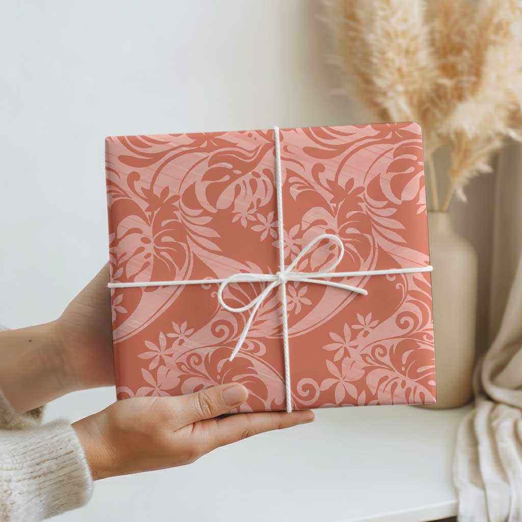 Tahiti Puatou Tiare Floral Wrapping Paper Monstera Palm Tropical Leaves - Polynesian Pride