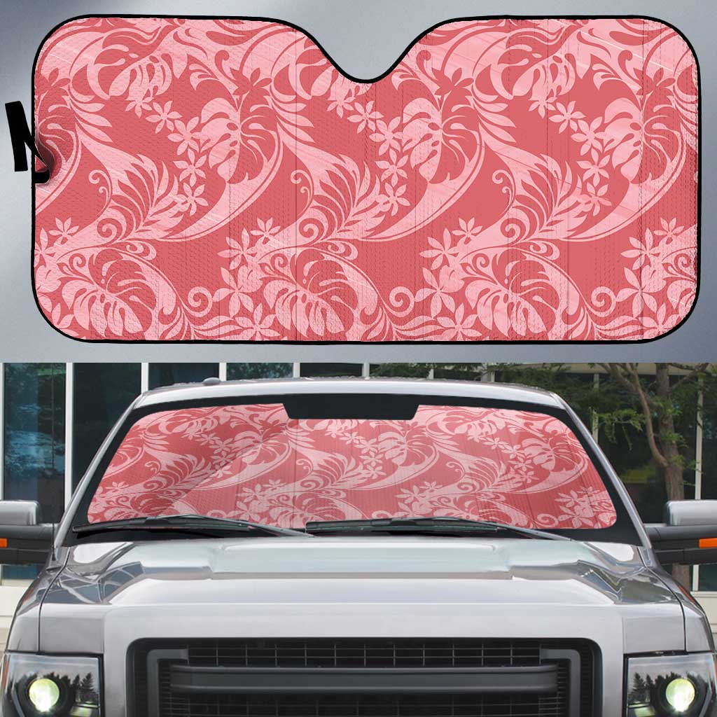 Tahiti Tarona Tiare Floral Auto Sun Shade Monstera Palm Tropical Leaves - Polynesian Pride