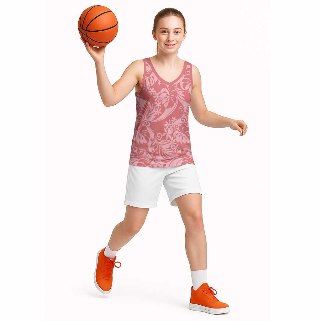 Tahiti Tarona Tiare Floral Basketball Jersey Monstera Palm Tropical Leaves - Polynesian Pride