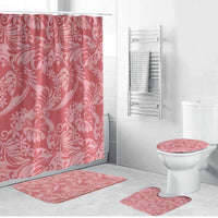 Tahiti Tarona Tiare Floral Bathroom Set Monstera Palm Tropical Leaves LT01 Bathroom Set (4 pcs) Pink - Polynesian Pride