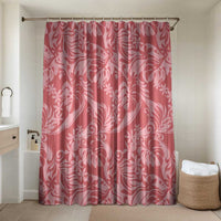 Tahiti Tarona Tiare Floral Bathroom Set Monstera Palm Tropical Leaves LT01 Shower Curtain Only Pink - Polynesian Pride
