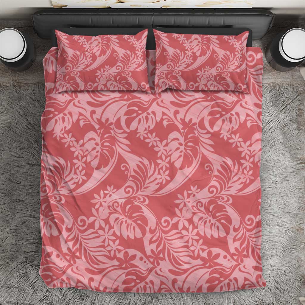 Tahiti Tarona Tiare Floral Bedding Set Monstera Palm Tropical Leaves - Polynesian Pride