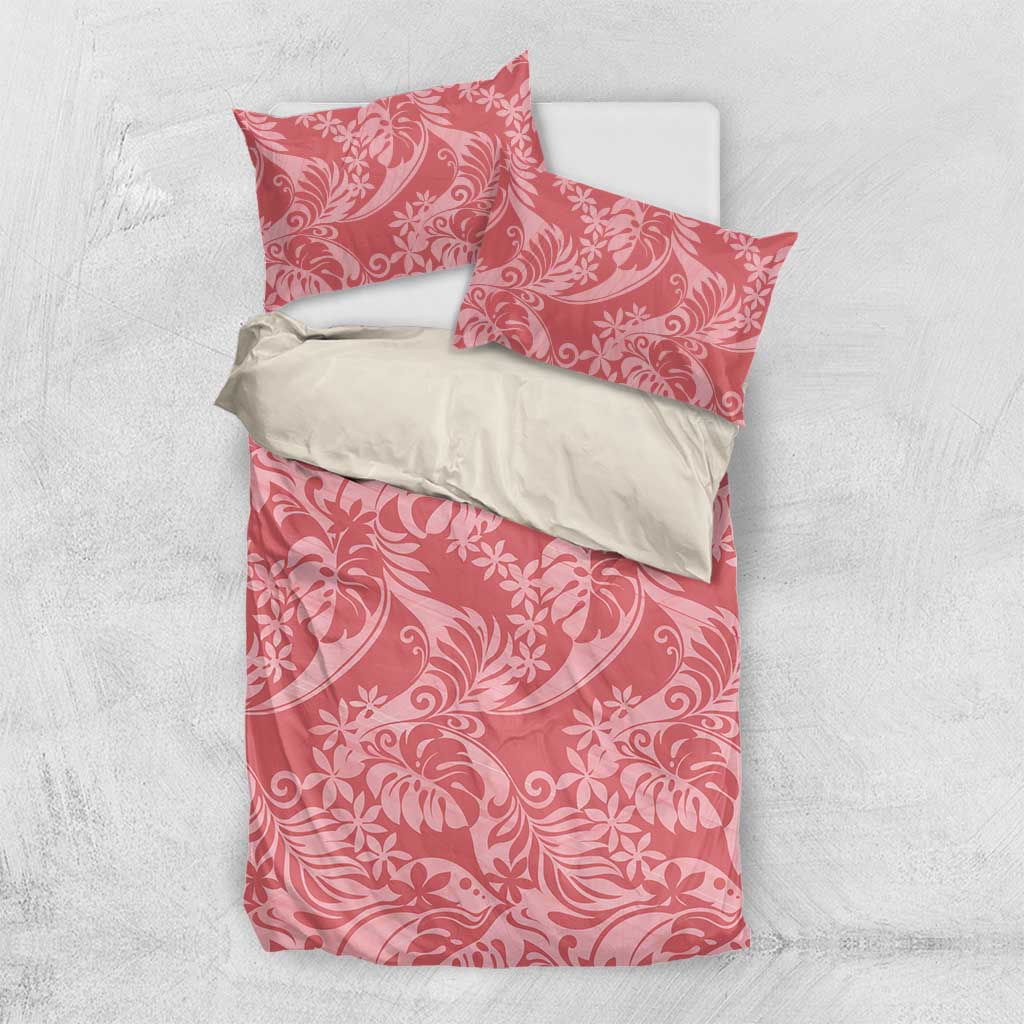 Tahiti Tarona Tiare Floral Bedding Set Monstera Palm Tropical Leaves - Polynesian Pride