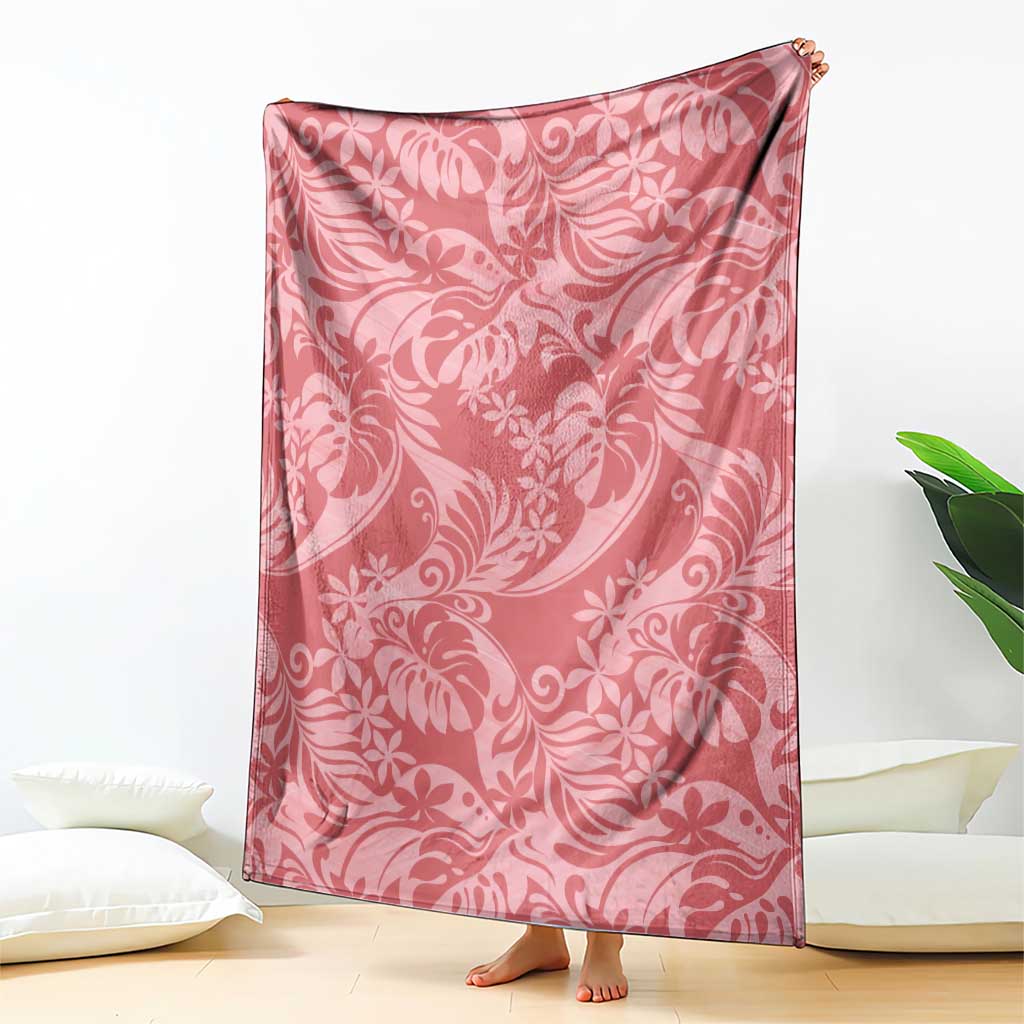 Tahiti Tarona Tiare Floral Blanket Monstera Palm Tropical Leaves - Polynesian Pride