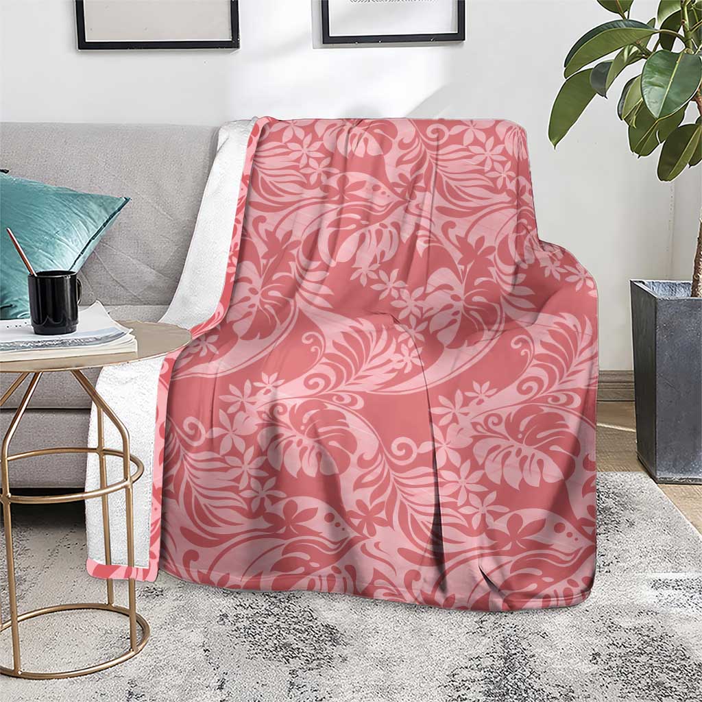 Tahiti Tarona Tiare Floral Blanket Monstera Palm Tropical Leaves - Polynesian Pride