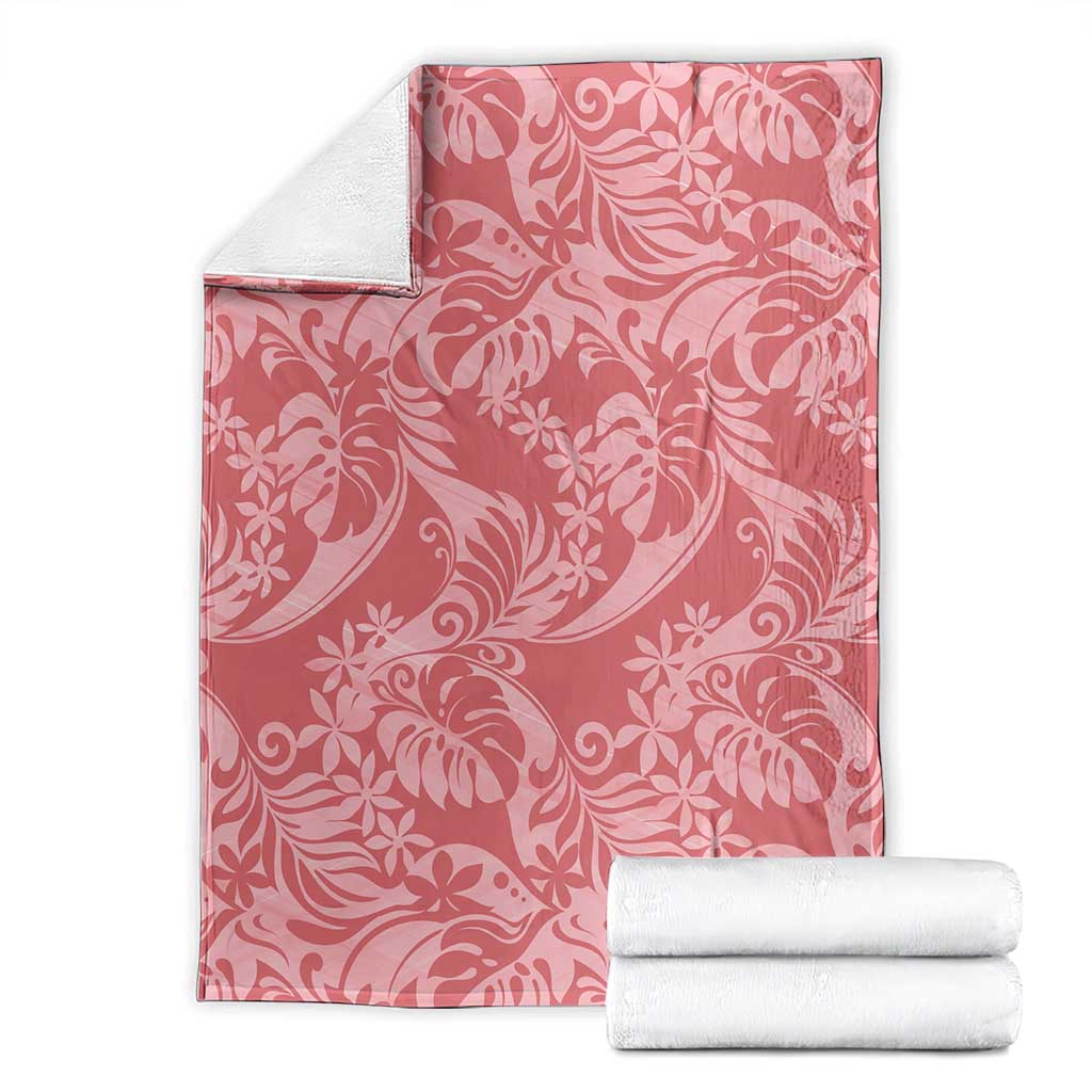 Tahiti Tarona Tiare Floral Blanket Monstera Palm Tropical Leaves - Polynesian Pride