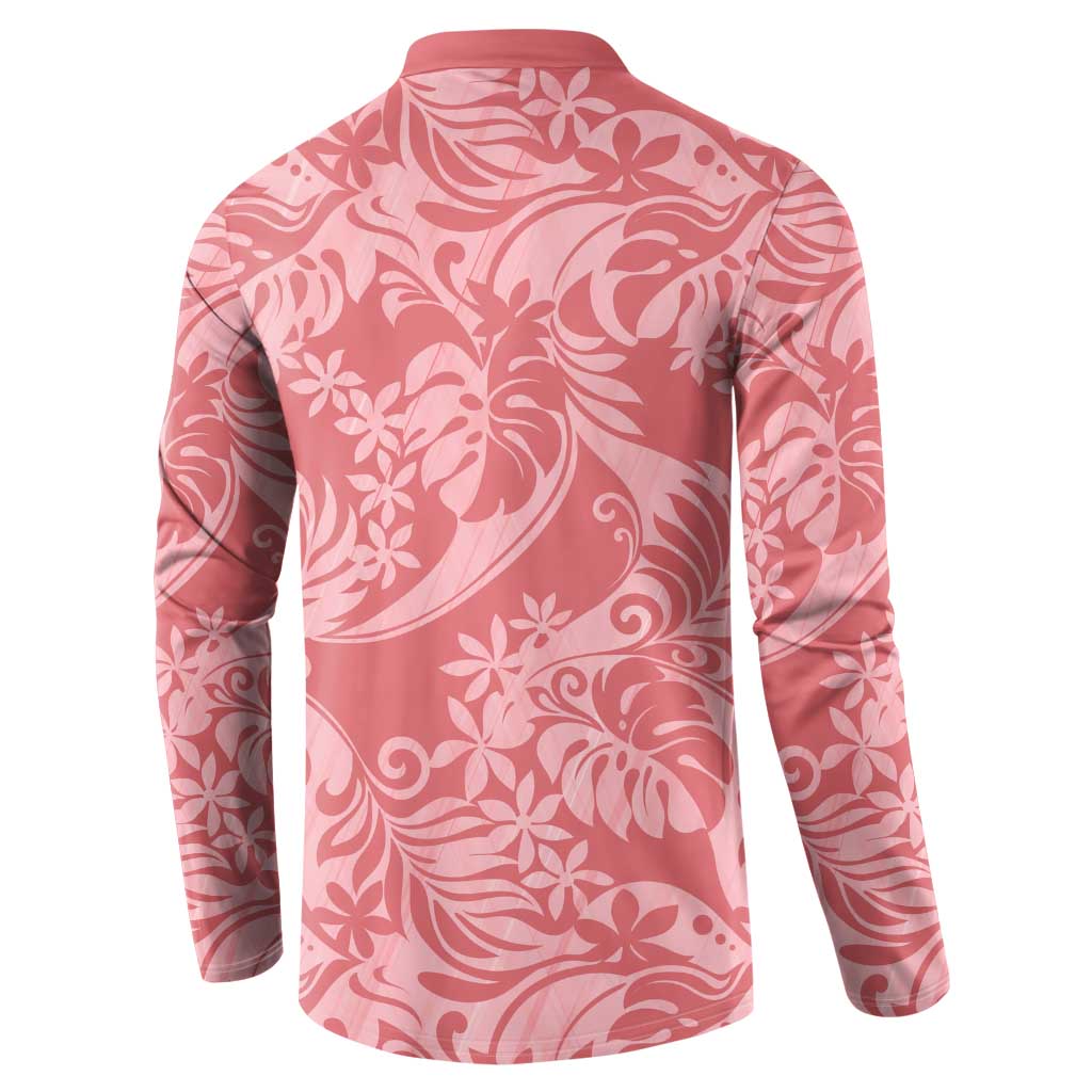 Tahiti Tarona Tiare Floral Button Sweatshirt Monstera Palm Tropical Leaves - Polynesian Pride