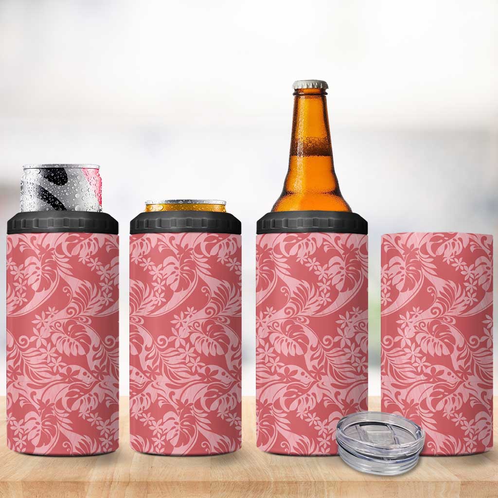 Tahiti Tarona Tiare Floral 4 in 1 Can Cooler Tumbler Monstera Palm Tropical Leaves - Polynesian Pride